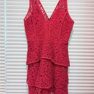 Adelyn Rae Vibrant Red Lace Mini Dress
